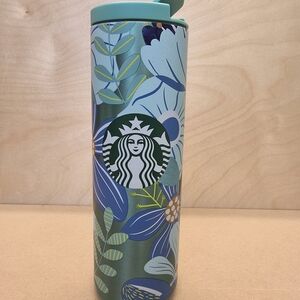 Starbucks Floral Tumbler - Teal and Blue